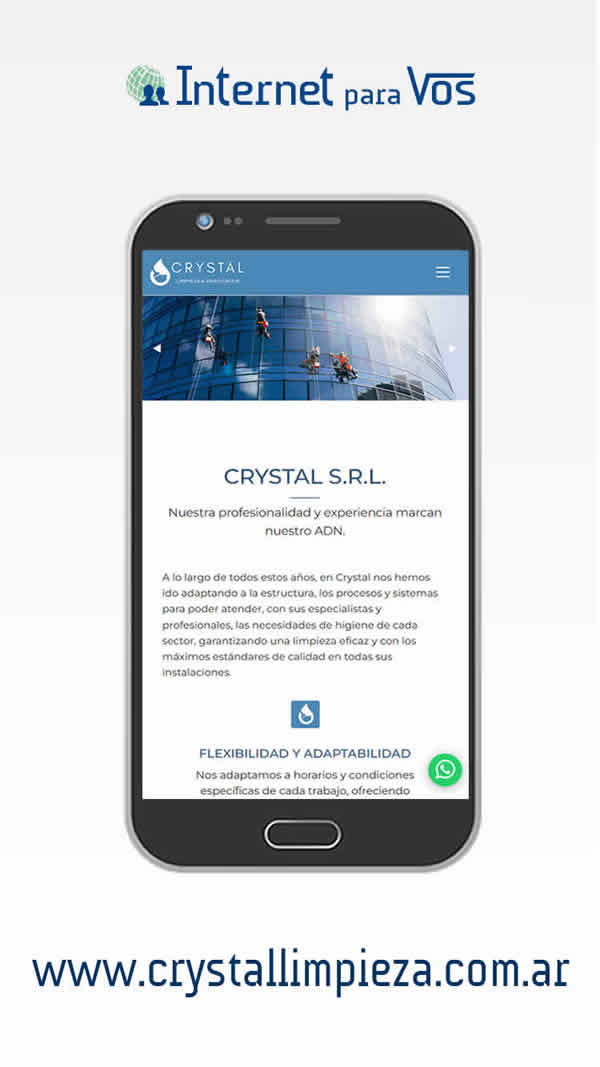 sitio web para Crystal Limpieza, vista celular