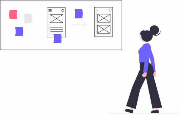 ilustración: mujer diseñando un sitio web