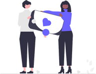 ilustración: mujer entrega documento con afecto a otra