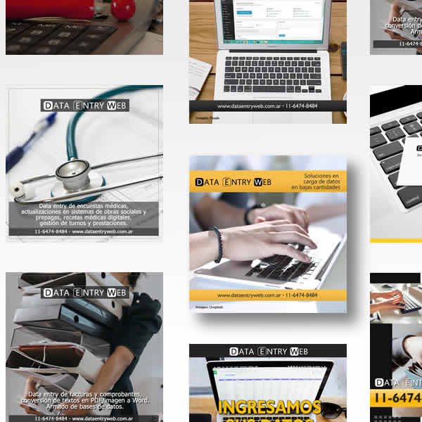 vista de varias publicaciones cuadradas para Data entry web