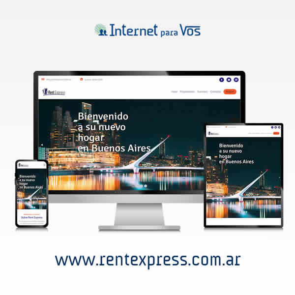sitio web para Rent Express, vista del sitio en formato escritorio, tablet, celular