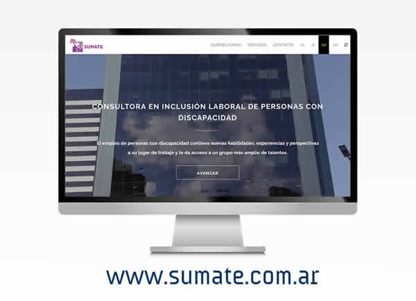 sitio web para Sumate, vista escritorio